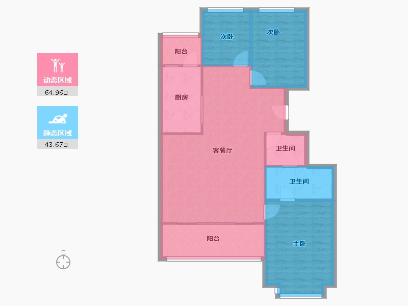 黑龙江省-哈尔滨市-群力新城中区-110.00-户型库-动静分区