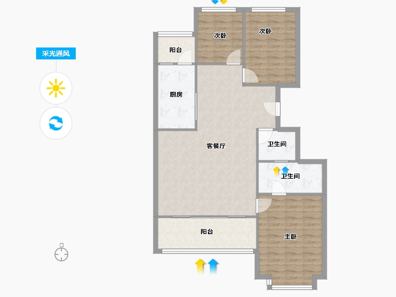 黑龙江省-哈尔滨市-群力新城中区-110.00-户型库-采光通风