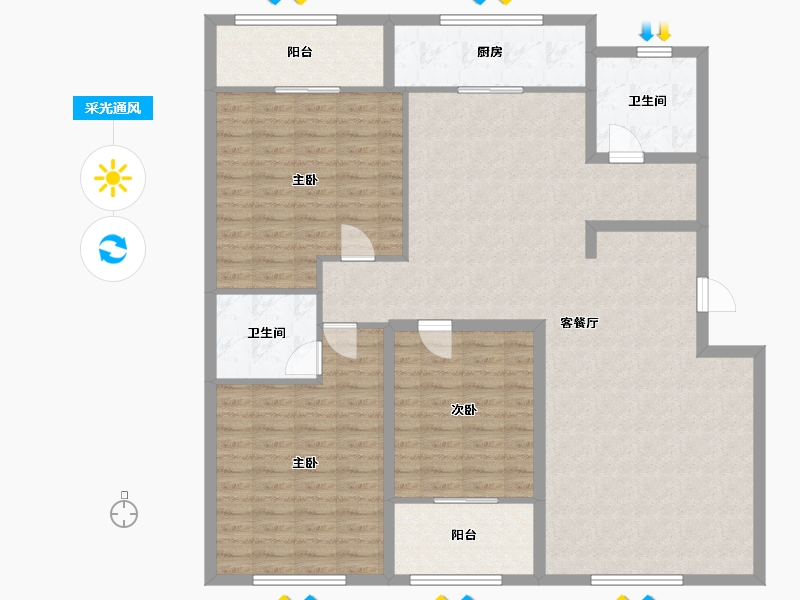 山东省-潍坊市-普兰银河花园E区-139.20-户型库-采光通风