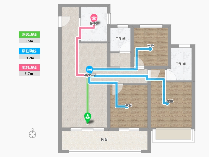 江苏省-常州市-万科四季雅苑-87.00-户型库-动静线