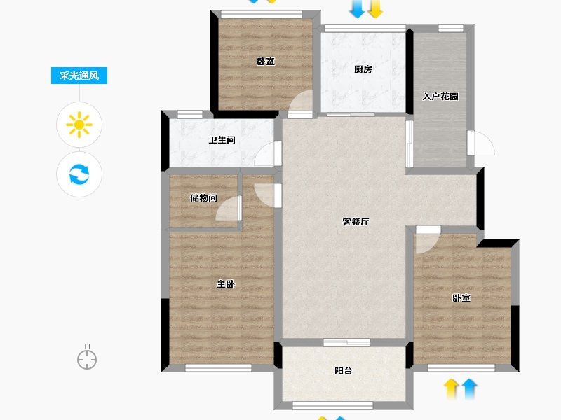 江苏省-宿迁市-润园小区-99.00-户型库-采光通风