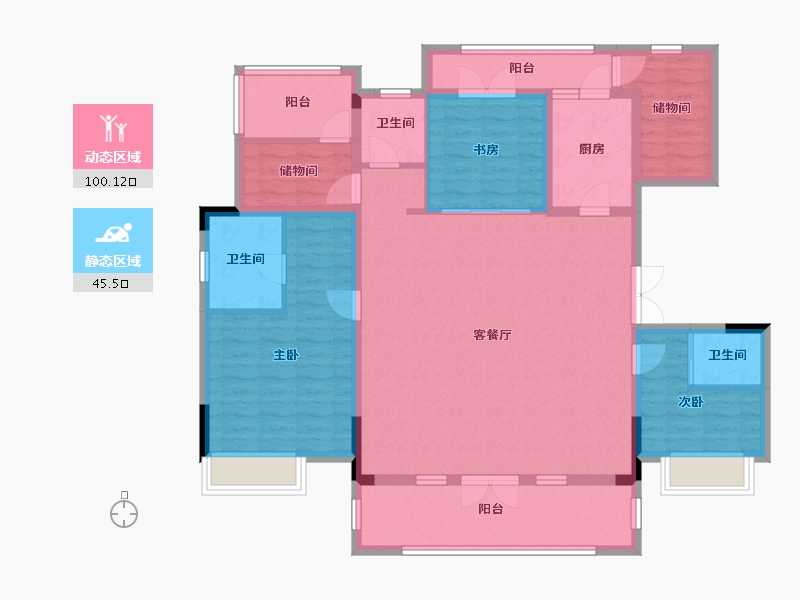 湖北省-宜昌市-宜昌中央文化区北大资源颐和雅郡-122.40-户型库-动静分区