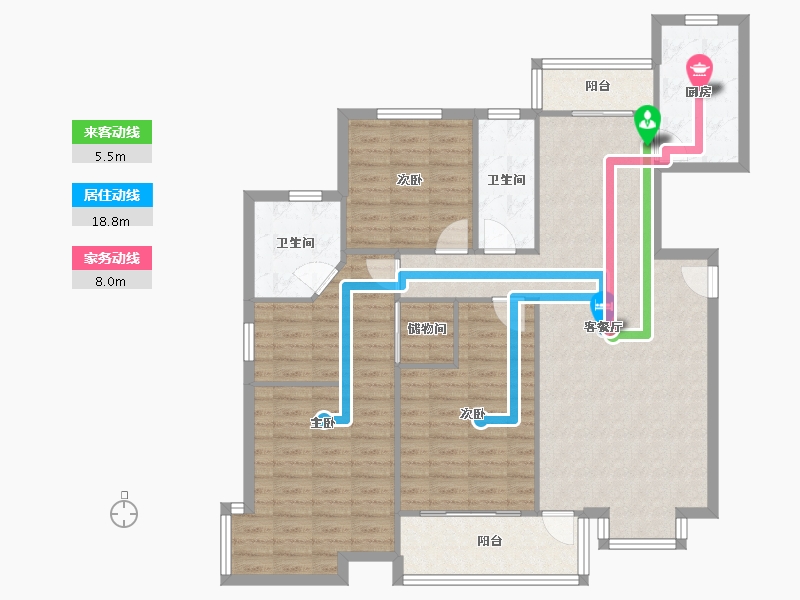 安徽省-芜湖市-江岸明珠-东苑-114.40-户型库-动静线