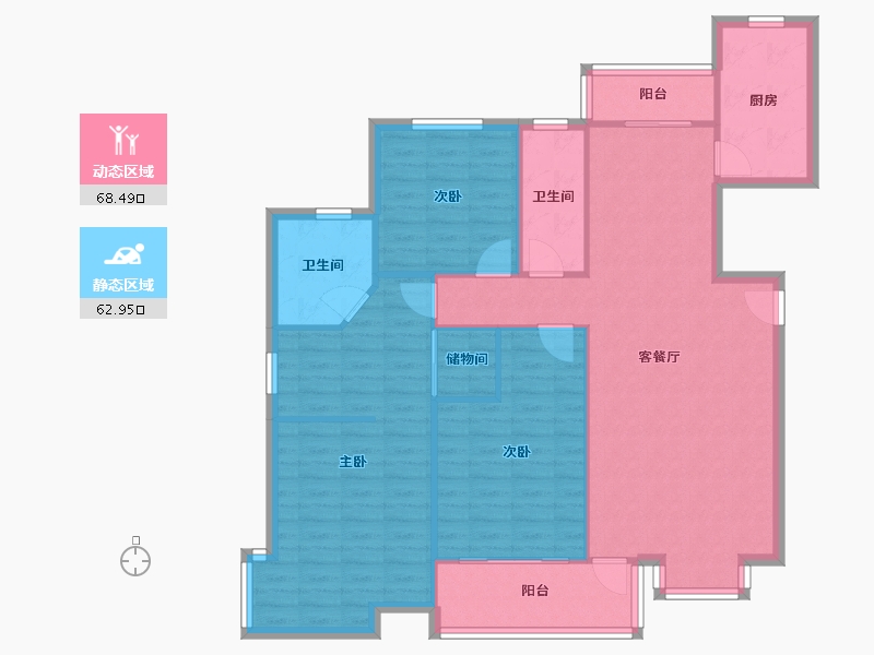 安徽省-芜湖市-江岸明珠-东苑-114.40-户型库-动静分区