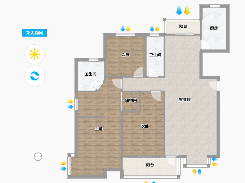 安徽省-芜湖市-江岸明珠-东苑-114.40-户型库-采光通风