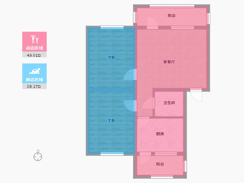 黑龙江省-哈尔滨市-理工大学自来水家属楼-65.06-户型库-动静分区