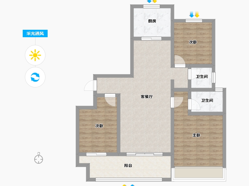 河南省-安阳市-润安万和城-105.00-户型库-采光通风