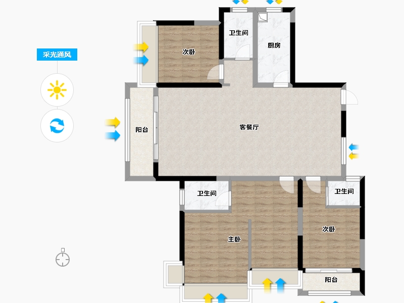 河南省-郑州市-亚星江南小镇-C区-143.00-户型库-采光通风