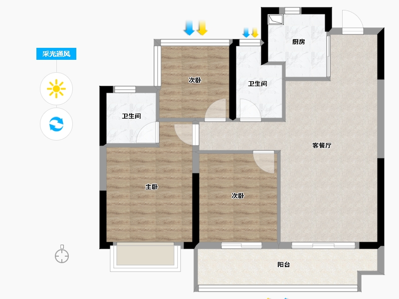 安徽省-合肥市-保利紫云-78.55-户型库-采光通风