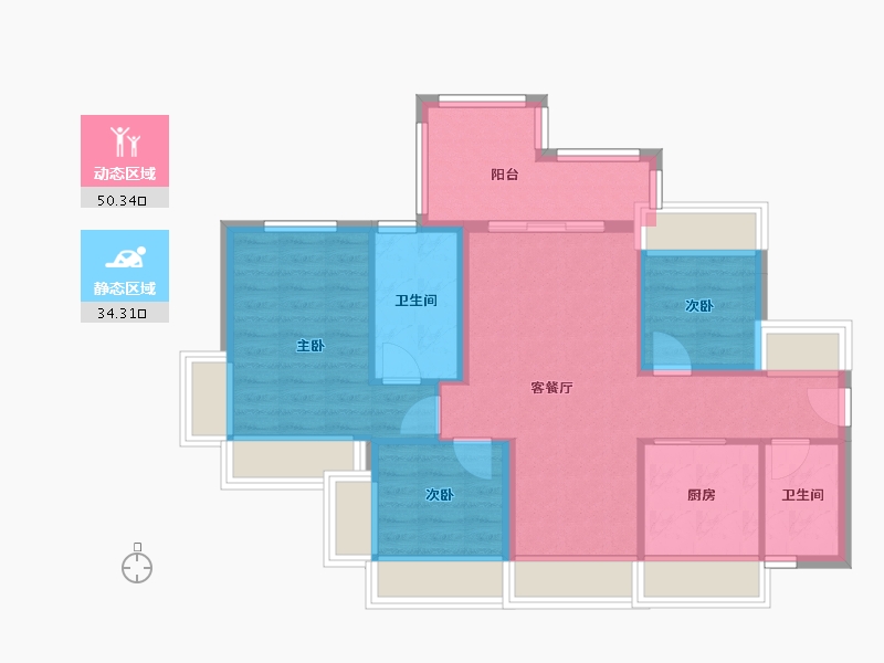 广东省-深圳市-卓越·星奕府-75.62-户型库-动静分区