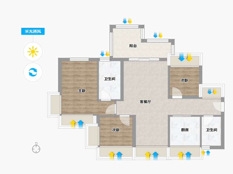 广东省-深圳市-卓越·星奕府-75.62-户型库-采光通风