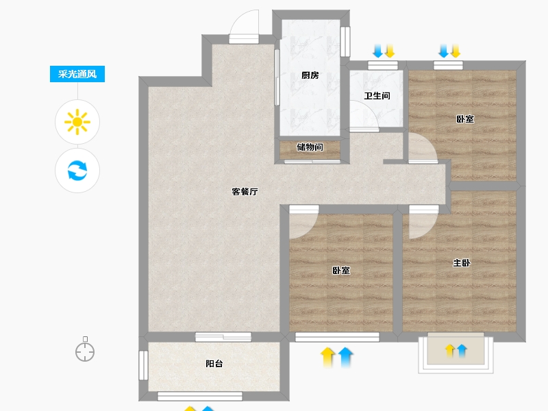 河北省-石家庄市-海山华府-83.95-户型库-采光通风