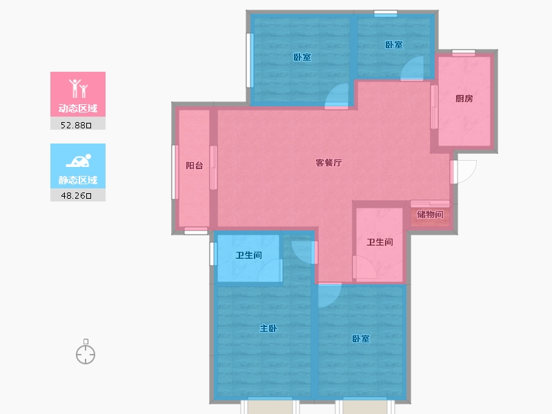 山西省-临汾市-恒富新苑-103.00-户型库-动静分区