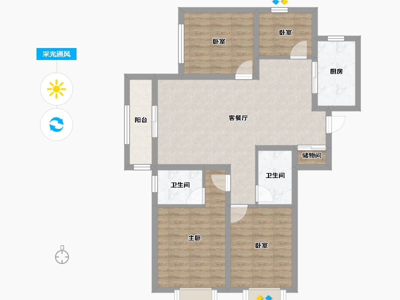 山西省-临汾市-恒富新苑-103.00-户型库-采光通风