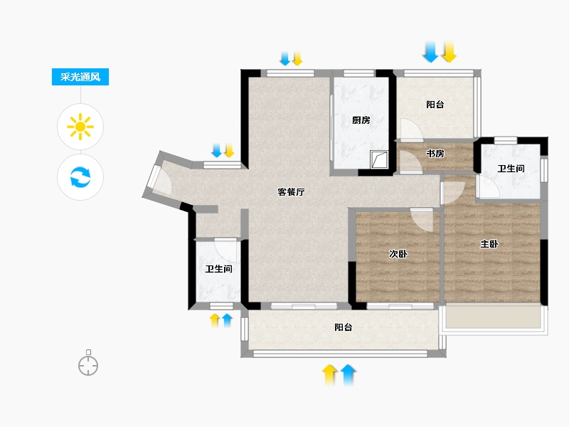 广东省-肇庆市-世茂云泮-87.36-户型库-采光通风