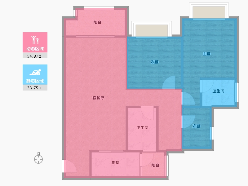 重庆-重庆市-金科中央公园城-92.30-户型库-动静分区