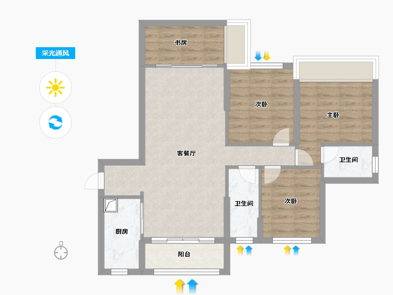 广东省-江门市-新熙花园-75.14-户型库-采光通风