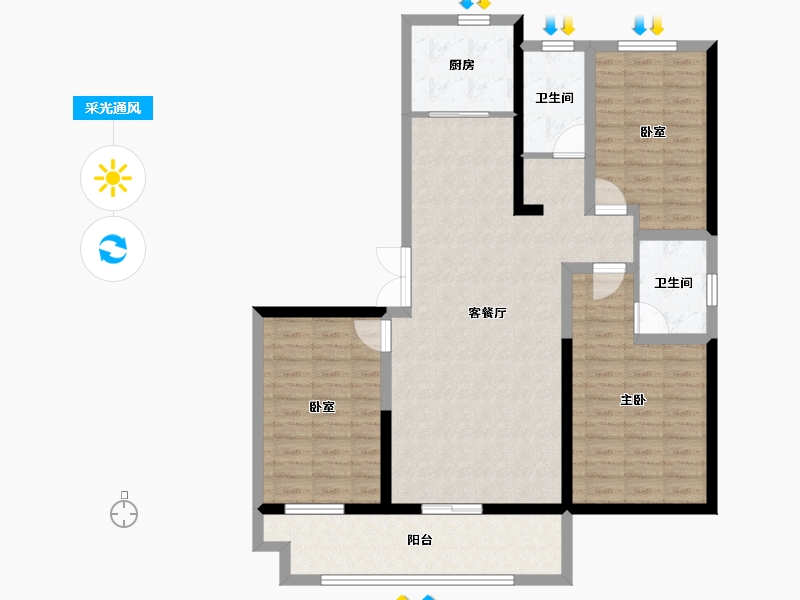 山东省-临沂市-宝丽未来城-120.40-户型库-采光通风