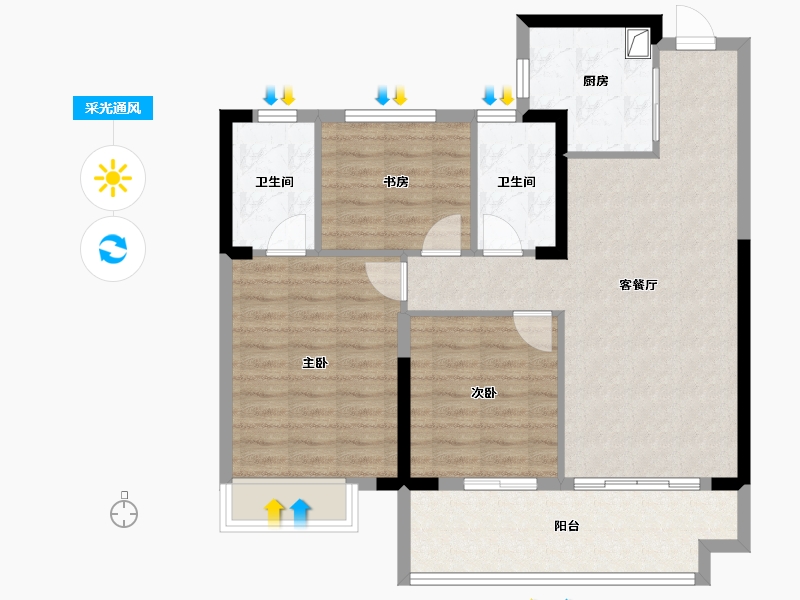 安徽省-蚌埠市-万兴花半里-89.51-户型库-采光通风