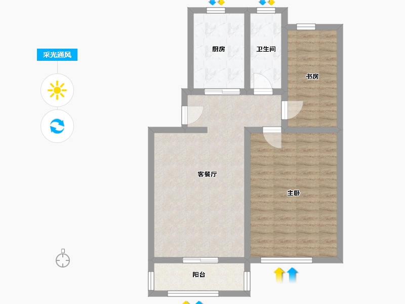 江苏省-南京市-小市新村-72.00-户型库-采光通风