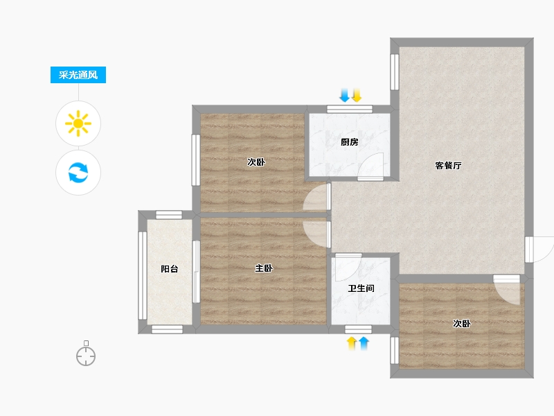 河北省-石家庄市-谈固小区-84.48-户型库-采光通风