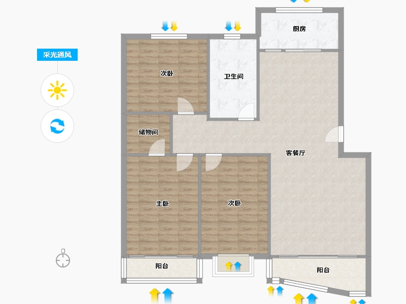 山东省-青岛市-德建小区-104.00-户型库-采光通风