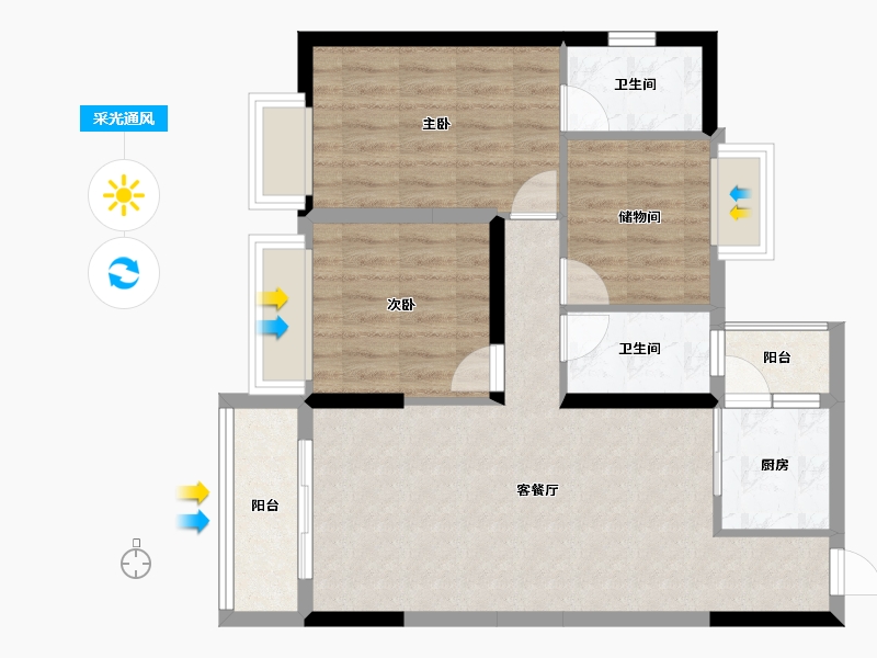 广东省-湛江市-凤和广场-80.18-户型库-采光通风