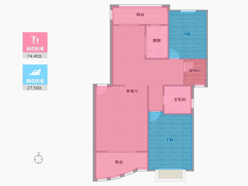 湖北省-武汉市-鑫海花城-东区-84.80-户型库-动静分区