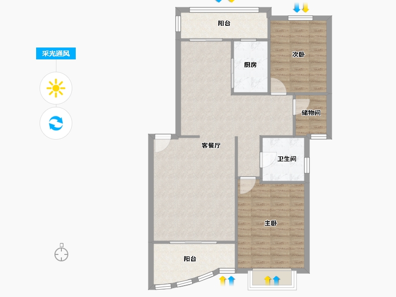 湖北省-武汉市-鑫海花城-东区-84.80-户型库-采光通风