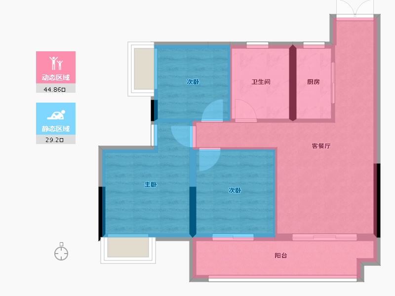 四川省-成都市-公园华府-80.00-户型库-动静分区