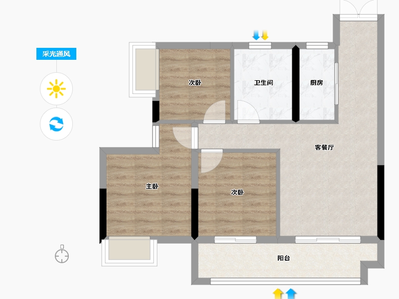 四川省-成都市-公园华府-80.00-户型库-采光通风