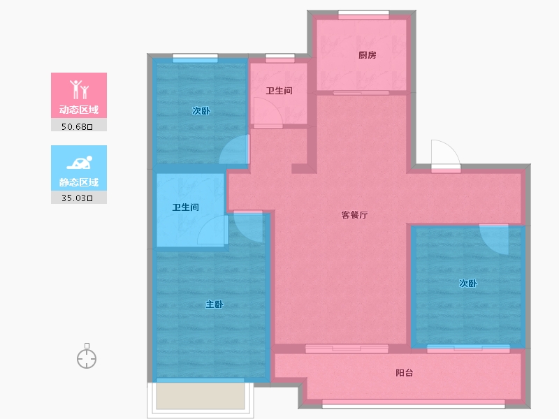 山西省-太原市-保利悦公馆-85.60-户型库-动静分区