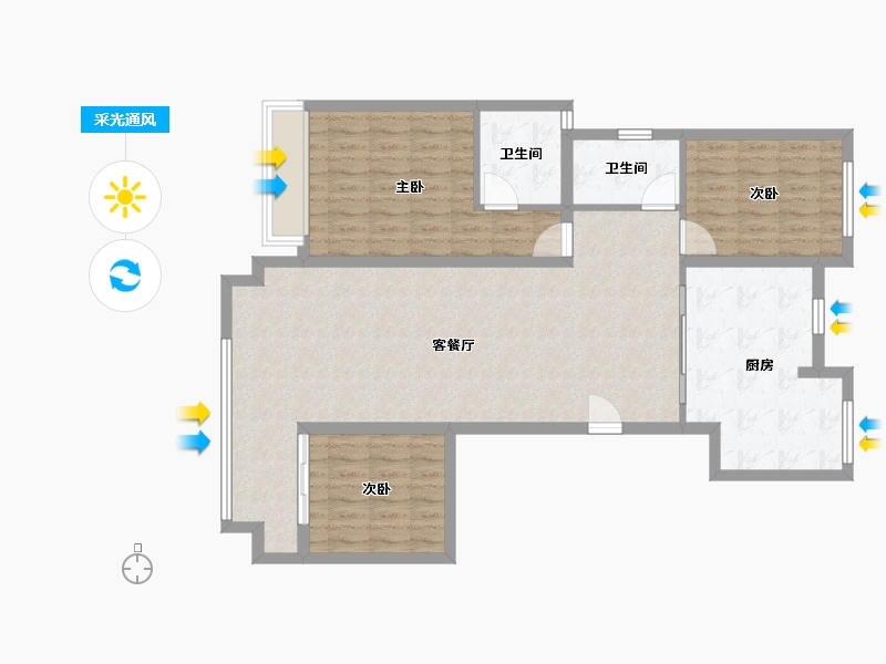 河南省-南阳市-正商书香华府-107.20-户型库-采光通风