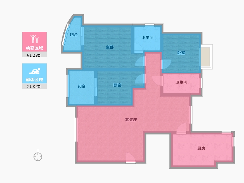 江苏省-苏州市-凤凰城-100.75-户型库-动静分区