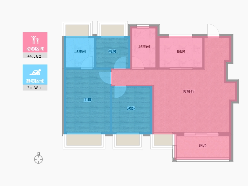 上海-上海市-招商时代潮派-81.50-户型库-动静分区