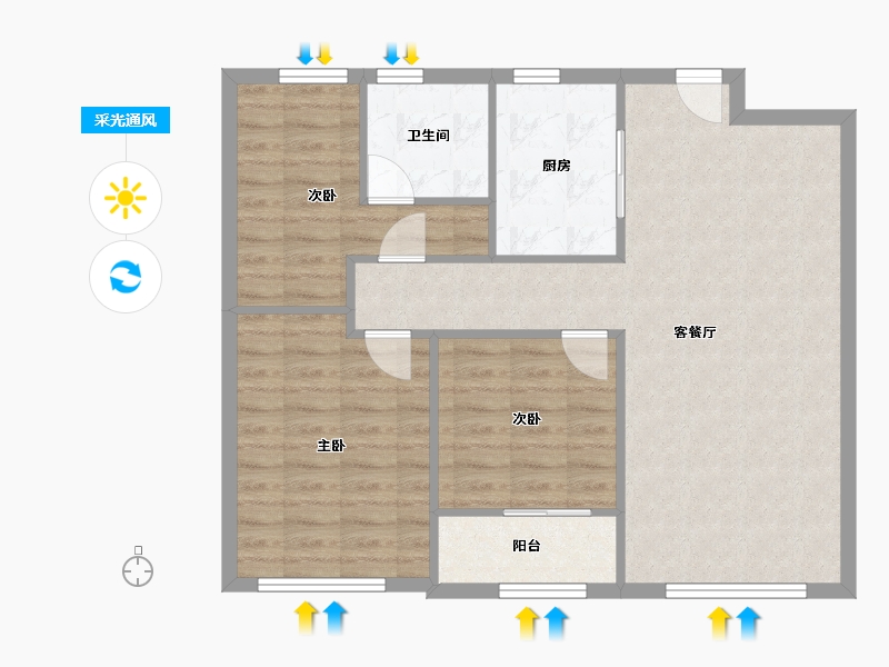 山东省-济南市-融创云庐居-90.39-户型库-采光通风