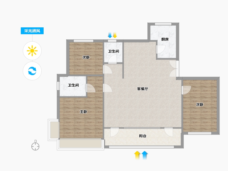 山东省-青岛市-中冶德贤公馆-112.00-户型库-采光通风