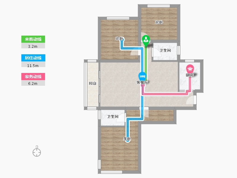 河北省-石家庄市-简筑家园-130.62-户型库-动静线