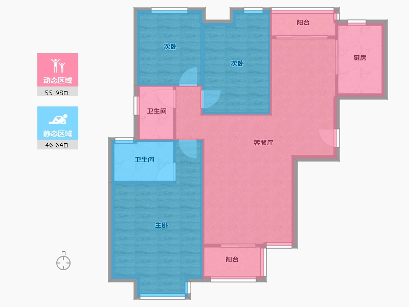 陕西省-西安市-珠江新城-90.40-户型库-动静分区