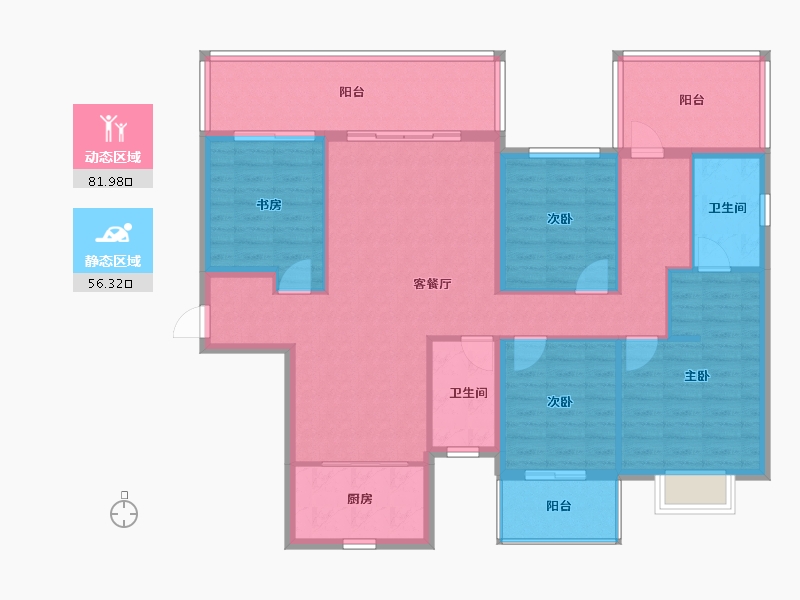 广西壮族自治区-南宁市-华润置地西园悦府-113.36-户型库-动静分区