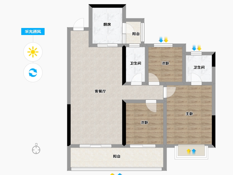 云南省-玉溪市-邦泰-92.80-户型库-采光通风