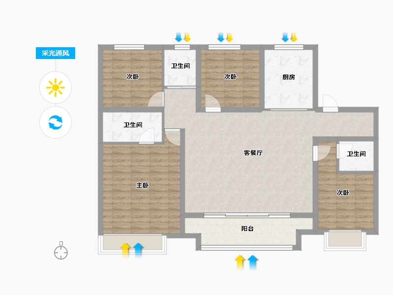 山西省-太原市-保利悦公馆-117.60-户型库-采光通风