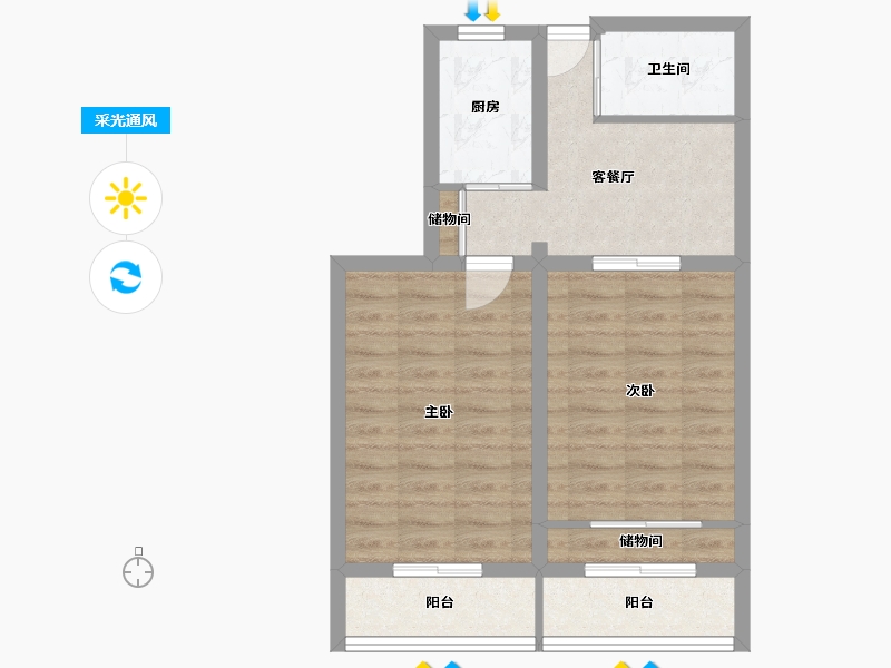 北京-北京市-团结湖北四条-55.92-户型库-采光通风