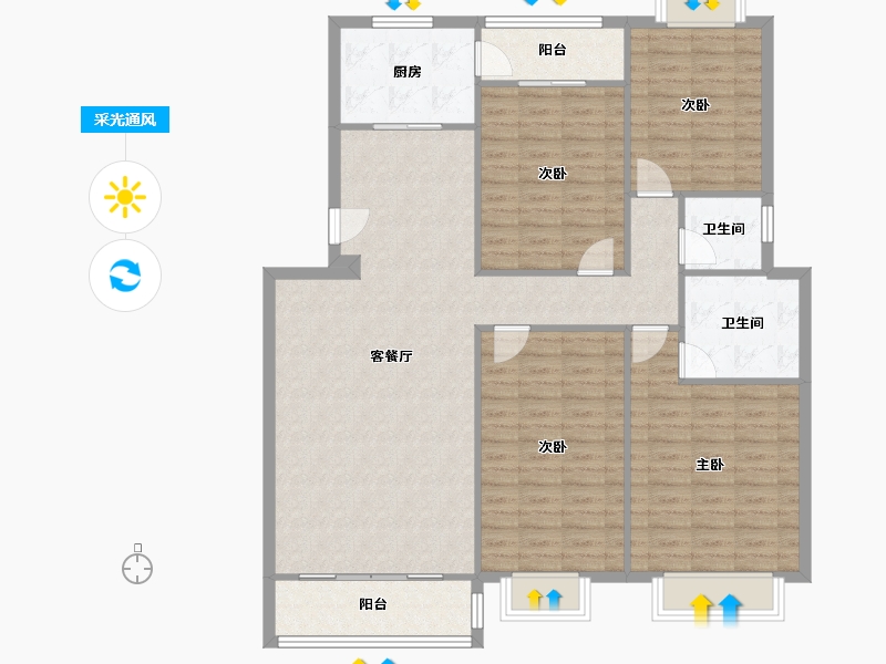 云南省-昆明市-欣和居-114.40-户型库-采光通风