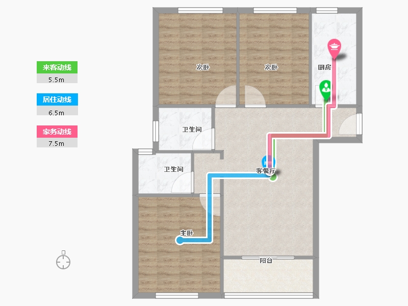 江苏省-无锡市-润泽雅居-89.84-户型库-动静线