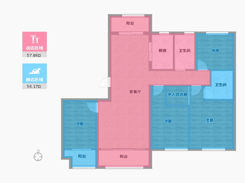 辽宁省-沈阳市-绿城全运村兰园-114.40-户型库-动静分区