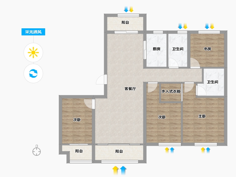 辽宁省-沈阳市-绿城全运村兰园-114.40-户型库-采光通风