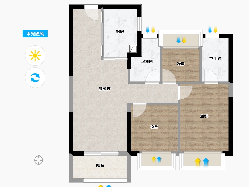 上海-上海市-中建壹品浦江之星-70.80-户型库-采光通风