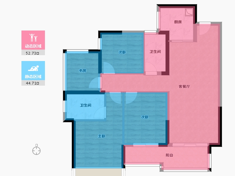 广东省-惠州市-中洲南麓院-89.82-户型库-动静分区