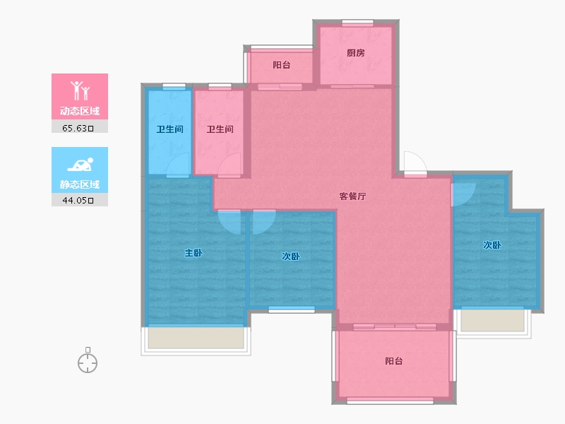 湖北省-咸宁市-锦蓝小区-98.00-户型库-动静分区